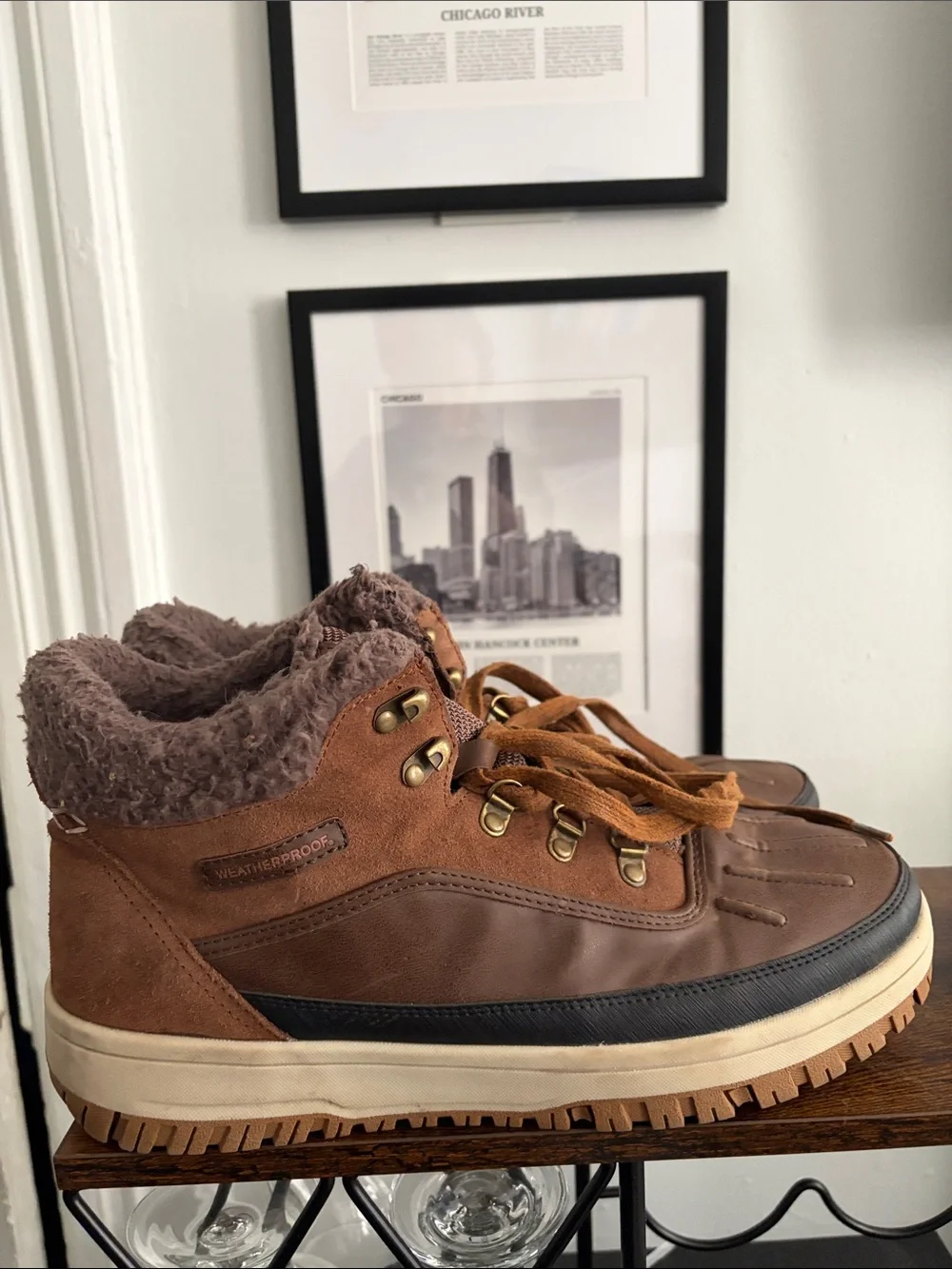 Men's Brown Waterproof Lace-Up Winter Boots